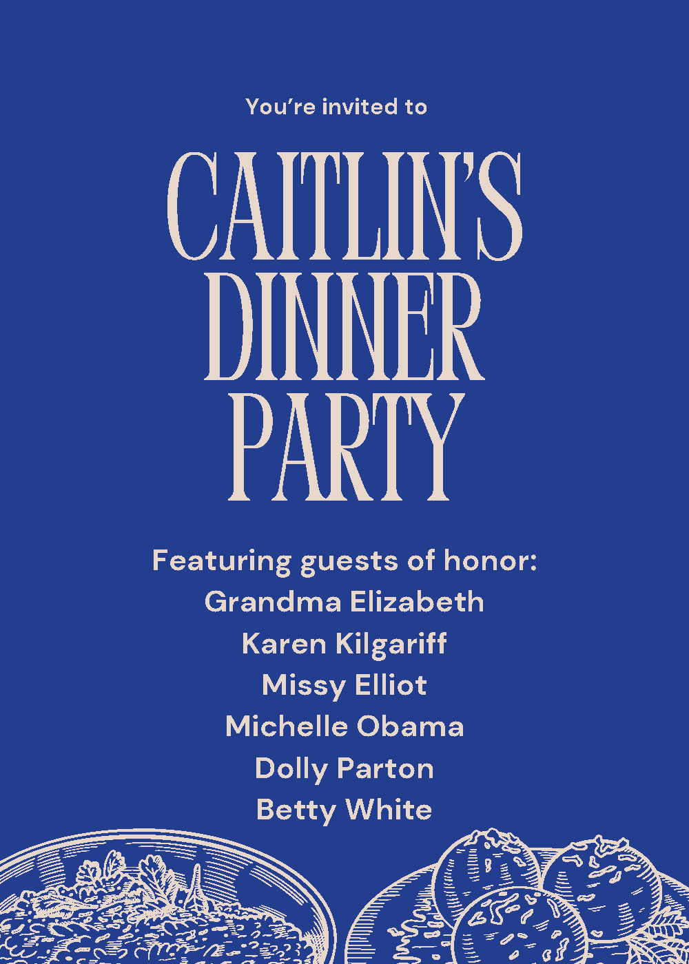 Caitlin's dinner party guest list